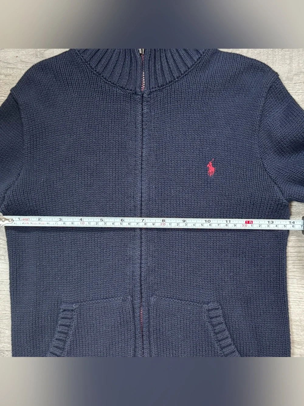 Polo Ralph Lauren Boys Full Zip Cotton Sweater Jacket Navy Blue Size 7